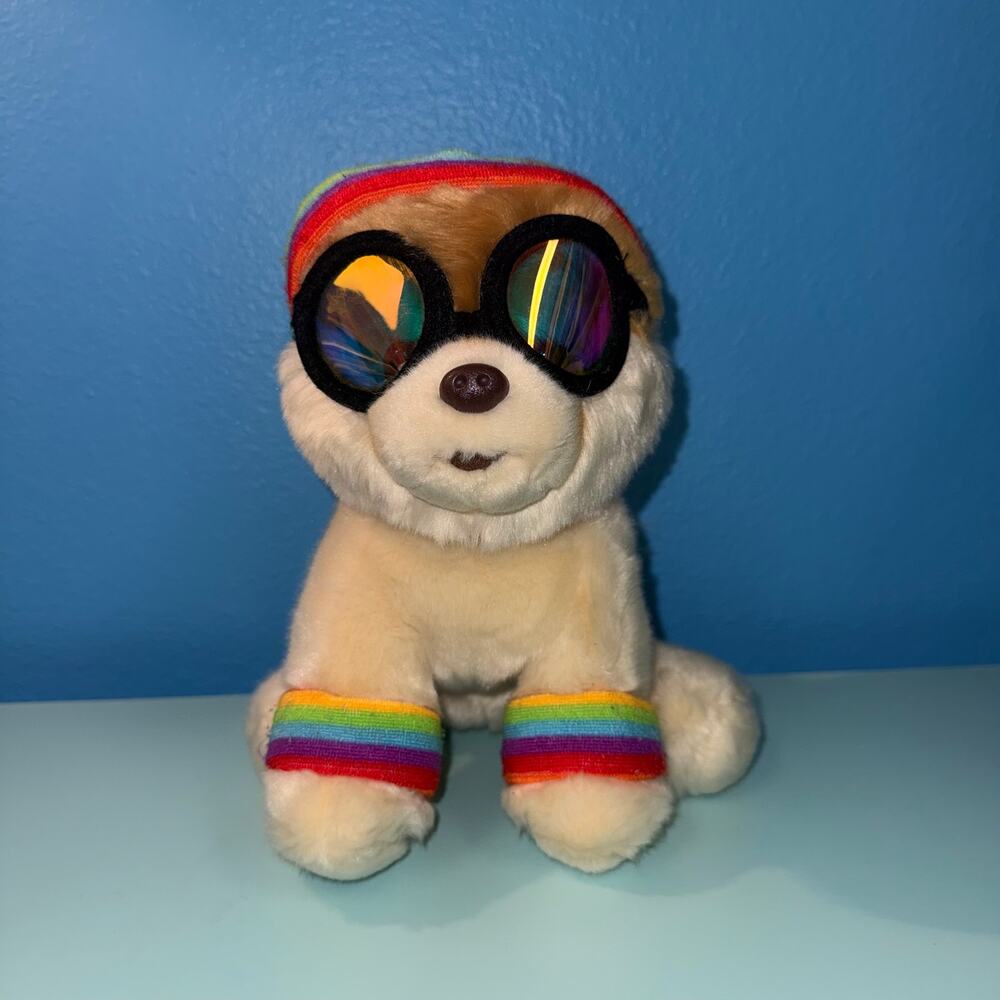 GUND Boo Pomeranian Plush Rainbow Sunglasses Workout Dog Toy